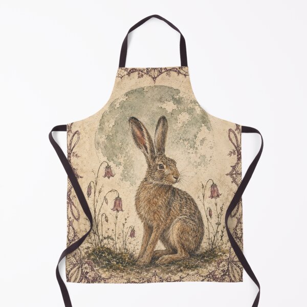 Item preview, Moonlit Hare Among Bellflowers – Botanical Gouache designed and sold by Noctifolia Field Journal.