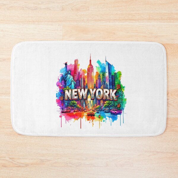 Item preview, Colorful New York City Skyline Watercolor Splatter Graphic designed and sold by dartoffofo⭐⭐⭐⭐⭐.