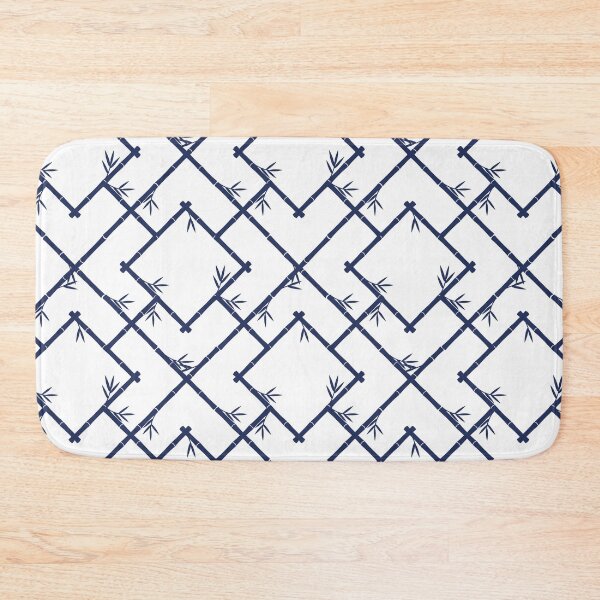 Item preview, Bamboo Chinoiserie Lattice in White + Navy Blue designed and sold by YesterdayColl.