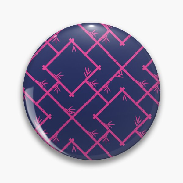 Item preview, Bamboo Chinoiserie Lattice in Navy + Hot Pink designed and sold by YesterdayColl.