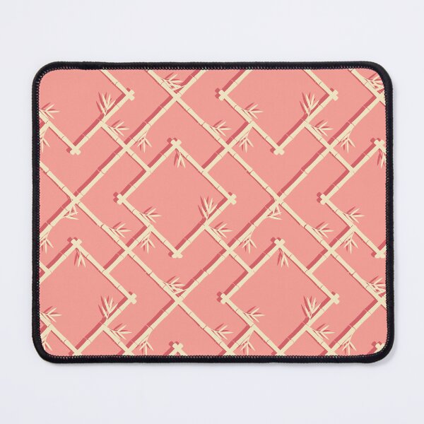 Item preview, Bamboo Chinoiserie Lattice in Peach + Coral + Cream w Drop Shadow designed and sold by YesterdayColl.