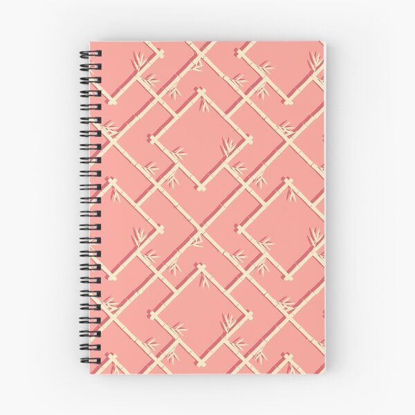 Item preview, Bamboo Chinoiserie Lattice in Peach + Coral + Cream w Drop Shadow designed and sold by YesterdayColl.
