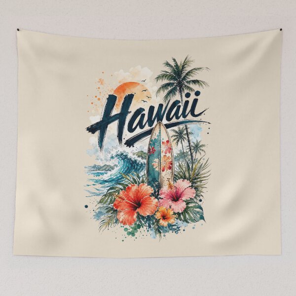 Item preview, Hawaii Tropical Island Vintage Surfboard designed and sold by Rosie's Wildflower Boutique.