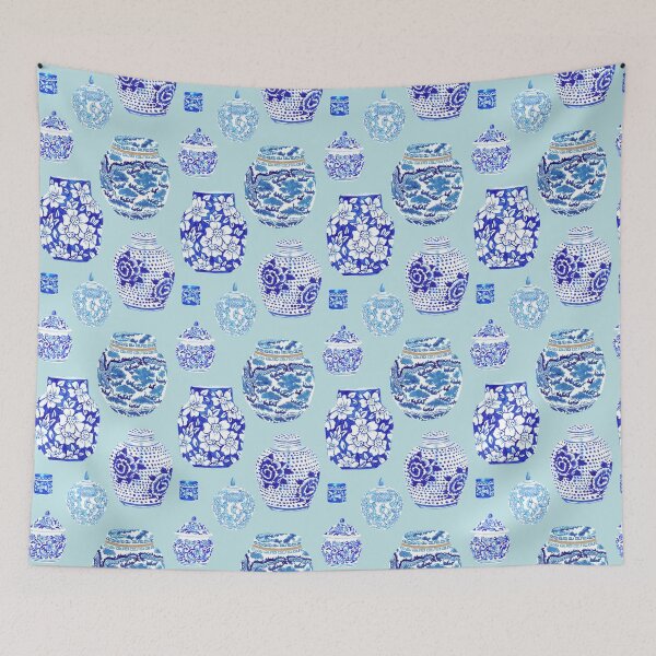 Item preview, Chinoiserie Ginger Jar Collection in Ice Blue designed and sold by YesterdayColl.