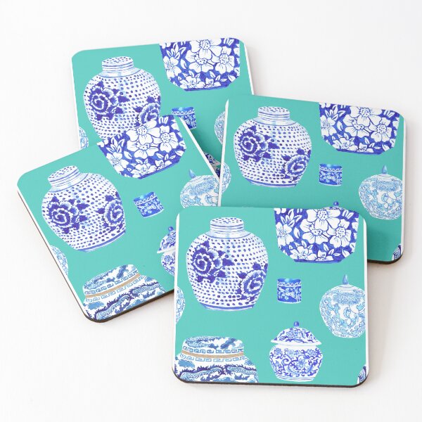 Item preview, Chinoiserie Ginger Jar Collection in Jungle Green Teal designed and sold by YesterdayColl.