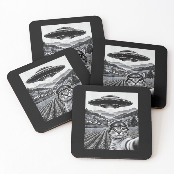Item preview, UFO Cat Selfie – Funny Alien Abduction Retro designed and sold by Byhergawaa.