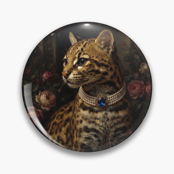 Item preview, Regal Ocelot Portrait with Sapphire Pendant designed and sold by Real Beast Art.