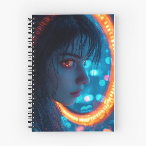 Item preview, Cyberpunk Neon Portal - Glowing Eyes Sci-Fi Portrait designed and sold by AxeWave.
