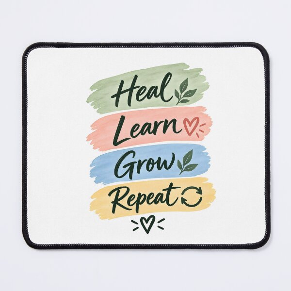 Item preview, Heal Learn Grow Repeat Inspirational Quote designed and sold by GentleRecovery.