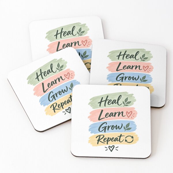 Item preview, Heal Learn Grow Repeat Inspirational Quote designed and sold by GentleRecovery.