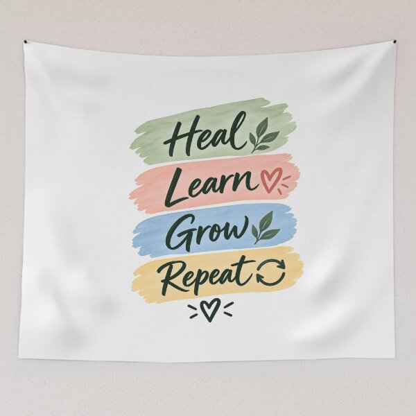 Item preview, Heal Learn Grow Repeat Inspirational Quote designed and sold by GentleRecovery.