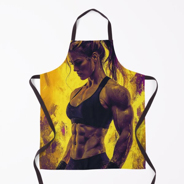 Item preview, Muscular Fitness Female - Yellow Purple Abstract Gym Art designed and sold by AxeWave.