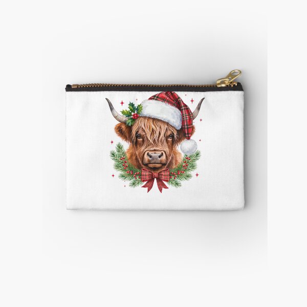 Item preview, Highland Cow Christmas Plaid Santa Hat Winter Wreath designed and sold by DYAFLK.