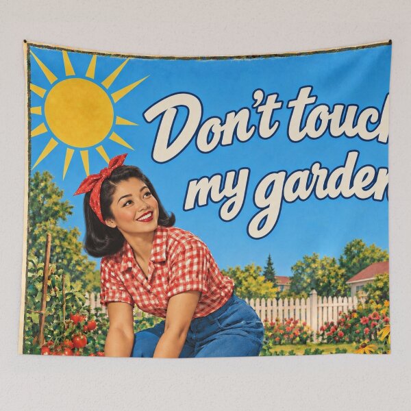 Aperçu de l'œuvre Don’t Touch My Garden\! Retro Asian Woman Gardener créée et vendue par American Fieldmark Studio.