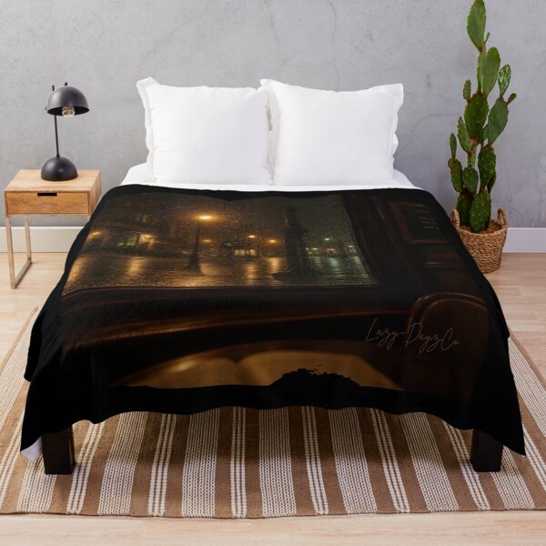 Item preview, Rainy Cafe Window – Dark Academia Midnight Street Art designed and sold by LazyDayzCo.
