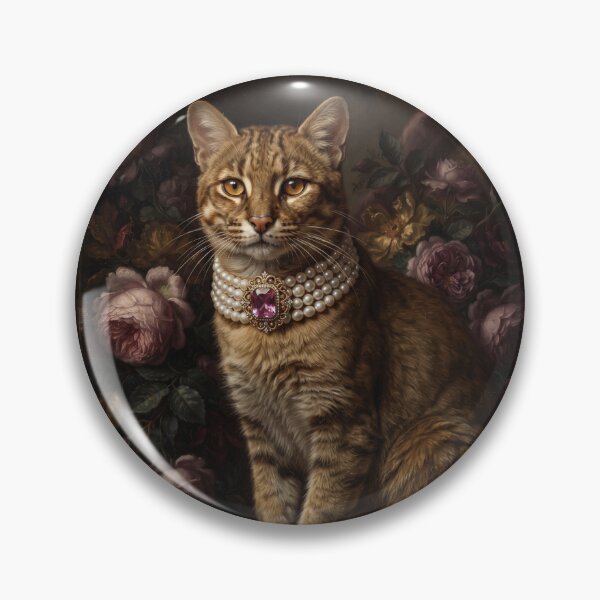 Item preview, Regal Tabby Cat with Pink Gem Brooch designed and sold by Real Beast Art.
