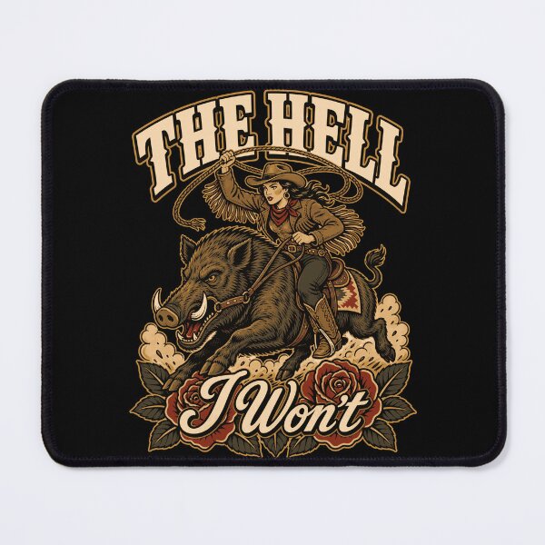 Item preview, The Hell I Wont Cowgirl Riding Wild Boar Lasso Roses Western Tough Girl Apparel designed and sold by slmfams.