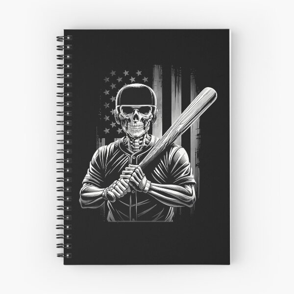 Item preview, Skeleton Baseball Player Bat American Flag Distressed Black White Sports Horror Apparel designed and sold by slmfams.