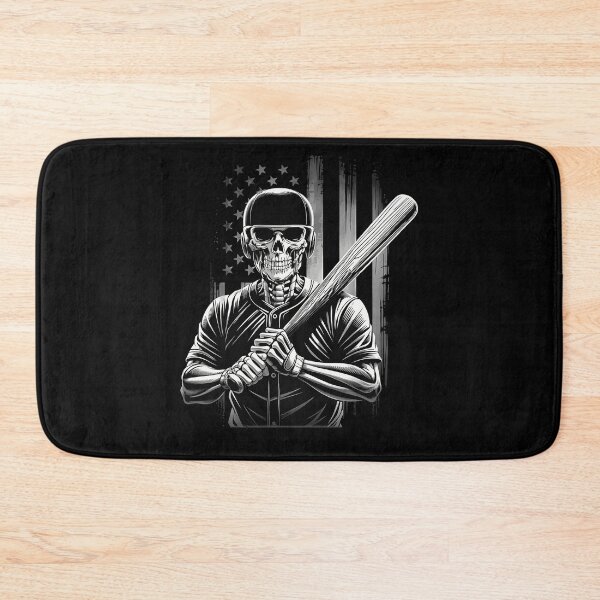 Item preview, Skeleton Baseball Player Bat American Flag Distressed Black White Sports Horror Apparel designed and sold by slmfams.