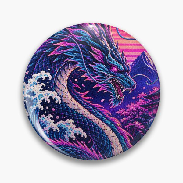 Item preview, Neon Dragon Rising - Japanese Synthwave Dragon Art designed and sold by Rosteri.