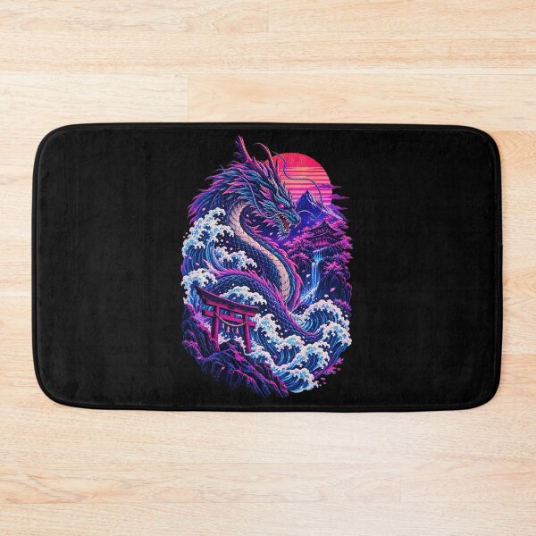 Item preview, Neon Dragon Rising - Japanese Synthwave Dragon Art designed and sold by Rosteri.
