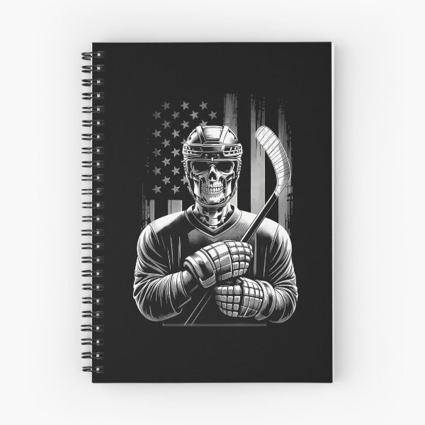 Item preview, Skeleton Hockey Player Stick American Flag Distressed Black White Sports Horror Apparel designed and sold by slmfams.