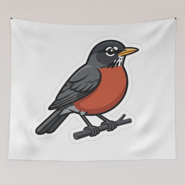 Item preview, Cute American Robin Bird Perched Illustration designed and sold by Owcomm.