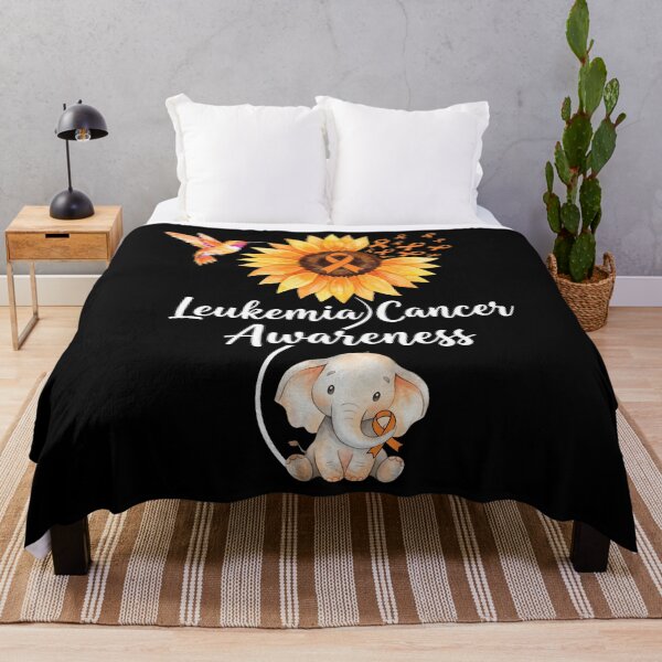 Item preview, Leukemia Cancer Awareness Sunflower Elephant Orange Ribbon designed and sold by MizoX7.