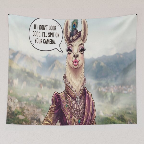 Item preview, Funny Dressed Llama Threatening Camera Cute Animal Humor designed and sold by AfresStudio.