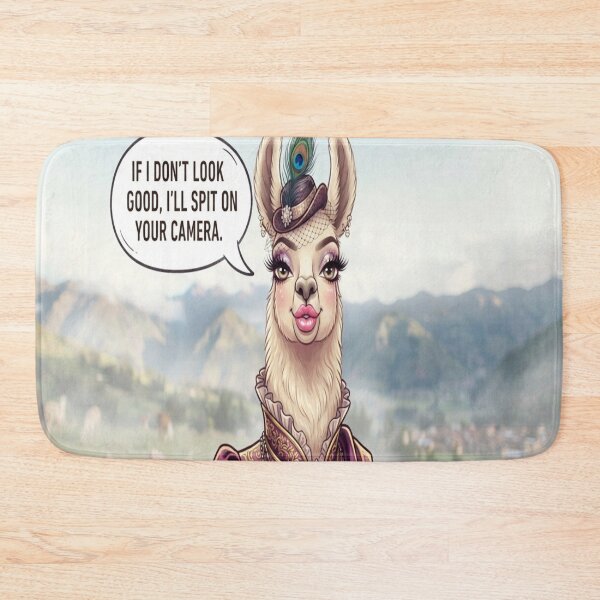 Item preview, Funny Dressed Llama Threatening Camera Cute Animal Humor designed and sold by AfresStudio.