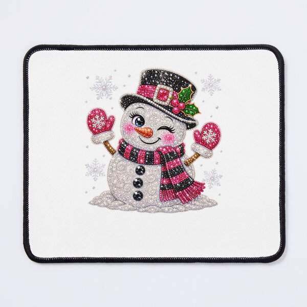 Item preview, Winking Rhinestone Snowman Pink Glam Christmas Winter designed and sold by DYAFLK.
