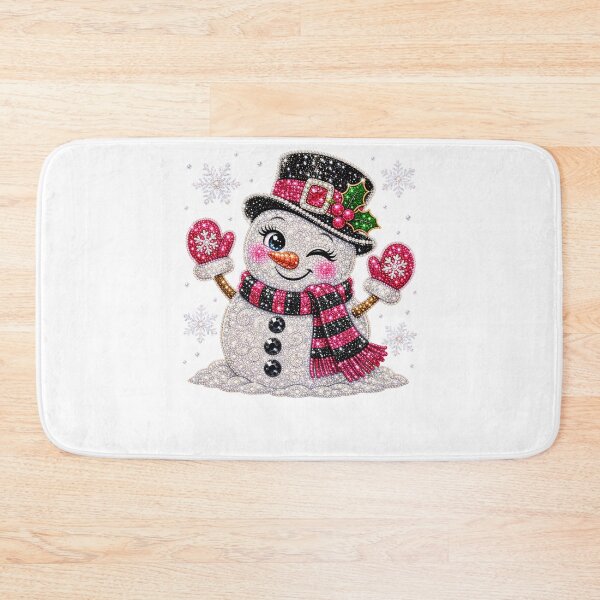 Item preview, Winking Rhinestone Snowman Pink Glam Christmas Winter designed and sold by DYAFLK.