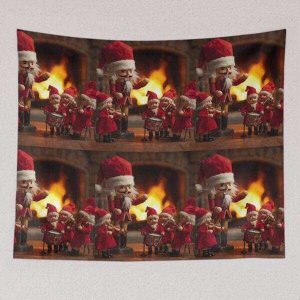 Item preview, Nutcracker Doll and Little Santa Musician Figures by Fireplace designed and sold by VibranPalette.
