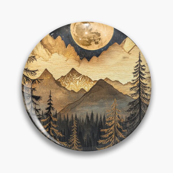 Item preview, Moonlit Mountain Forest: Woodland Woodcut Art. designed and sold by MargaretWiktor.