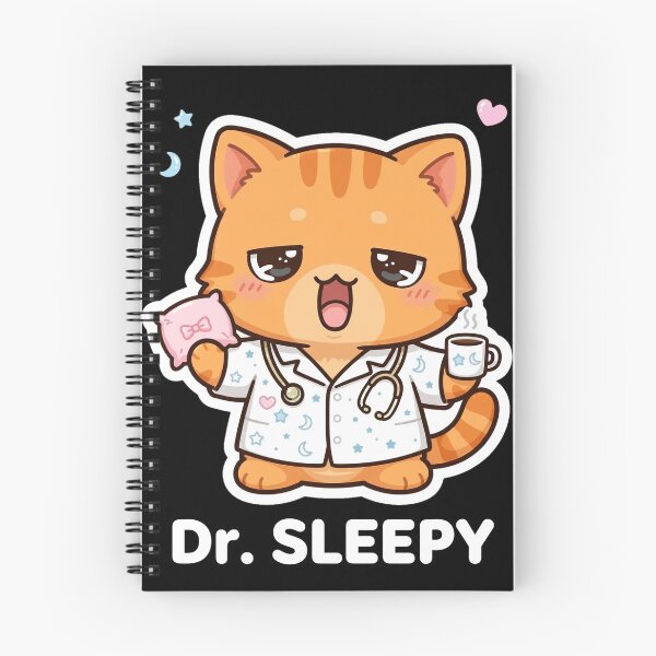 Item preview, Dr. Sleepy Cute Orange Cat Doctor Funny Tired Medical Sticker designed and sold by Interactive-Art.