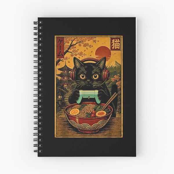 Item preview, Black Cat Eating Ramen – Vintage Japanese Food Love designed and sold by Byhergawaa.