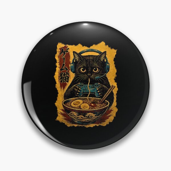 Item preview, Black Cat Eating Ramen – Vintage Japanese Food Love designed and sold by Byhergawaa.