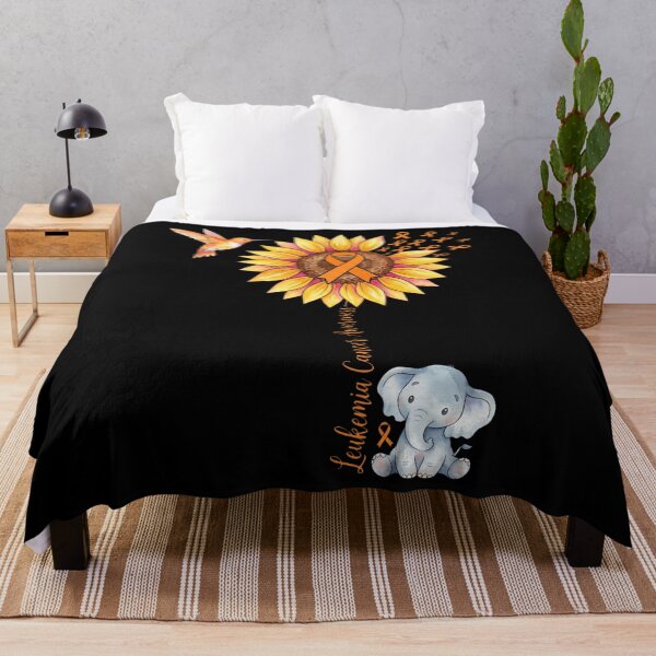 Item preview, Leukemia Cancer Awareness Sunflower Elephant Orange Ribbon designed and sold by MizoX7.