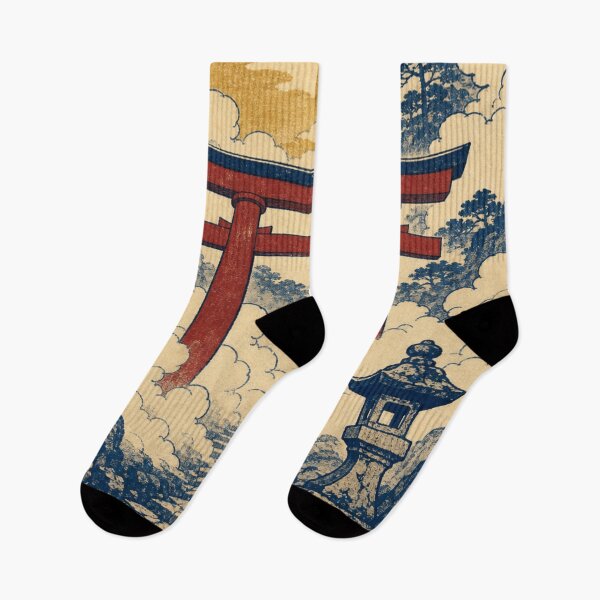 Item preview, Mystical Shinto Torii Gate in the Clouds - Vintage Japanese Ukiyo-e Landscape designed and sold by vekotpu.