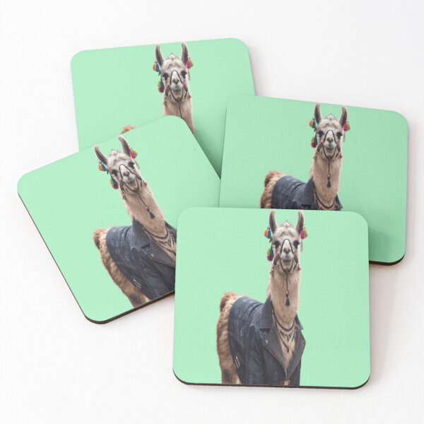 Item preview, Stylish Llama Wearing Denim Jacket and Colorful Tassels designed and sold by AfresStudio.