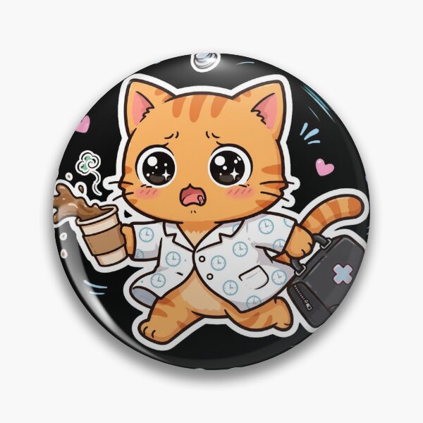 Item preview, Dr. Late Cute Orange Cat Doctor Funny Always Late Medical Sticker designed and sold by Interactive-Art.