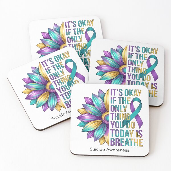 Item preview, Its Okay To Breathe Suicide Awareness Teal And Purple Ribbon Sunflower designed and sold by MizoX7.