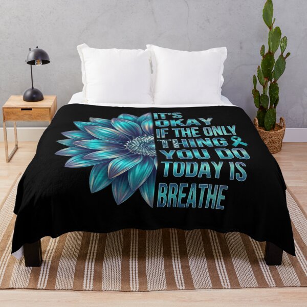 Item preview, Its Okay To Breathe Anxiety PTSD Awareness Teal Ribbon Sunflower designed and sold by MizoX7.