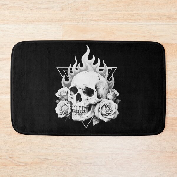 Item preview, Flaming Skull Roses Black and White Dark Gothic Geometric Art designed and sold by HYPNK.