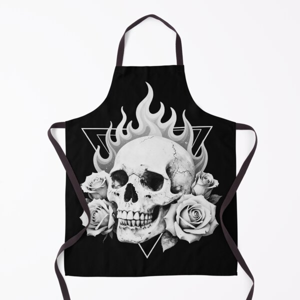 Item preview, Flaming Skull Roses Black and White Dark Gothic Geometric Art designed and sold by HYPNK.