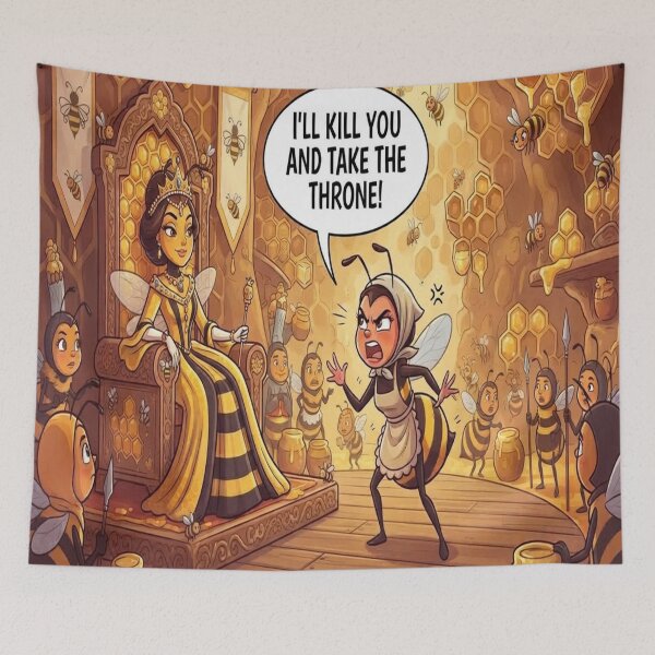 Item preview, Funny  Bee Threatening Queen Bee Hive Cartoon Humor designed and sold by AfresStudio.