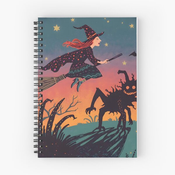 Item preview, Spooky Halloween Witch Flying Over Monster designed and sold by VibranPalette.