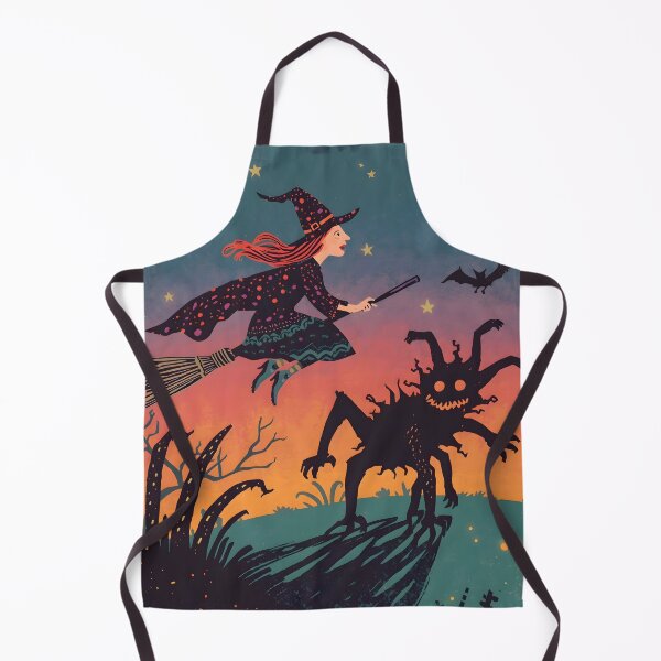 Item preview, Spooky Halloween Witch Flying Over Monster designed and sold by VibranPalette.
