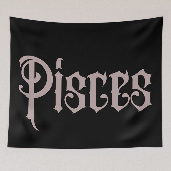 Item preview, Gothic Lettering Pisces Zodiac Sign designed and sold by Hellofriendco.