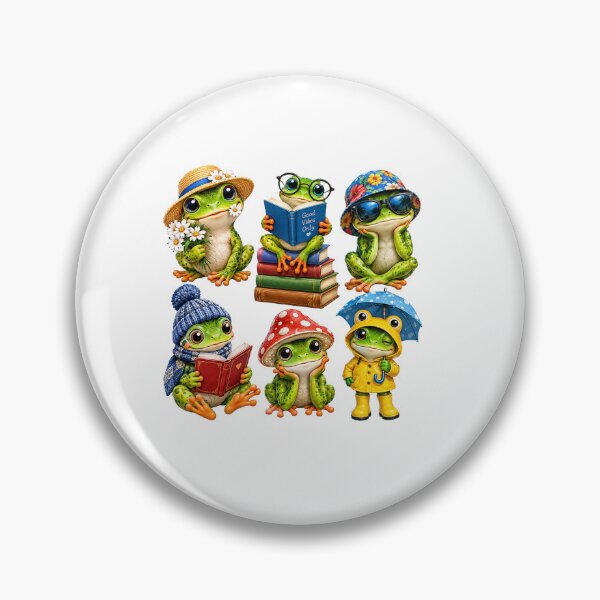 Item preview, Cute Funny Frogs with Hats and Books – Whimsical Frog Lover Design designed and sold by CreativeNest Prints.